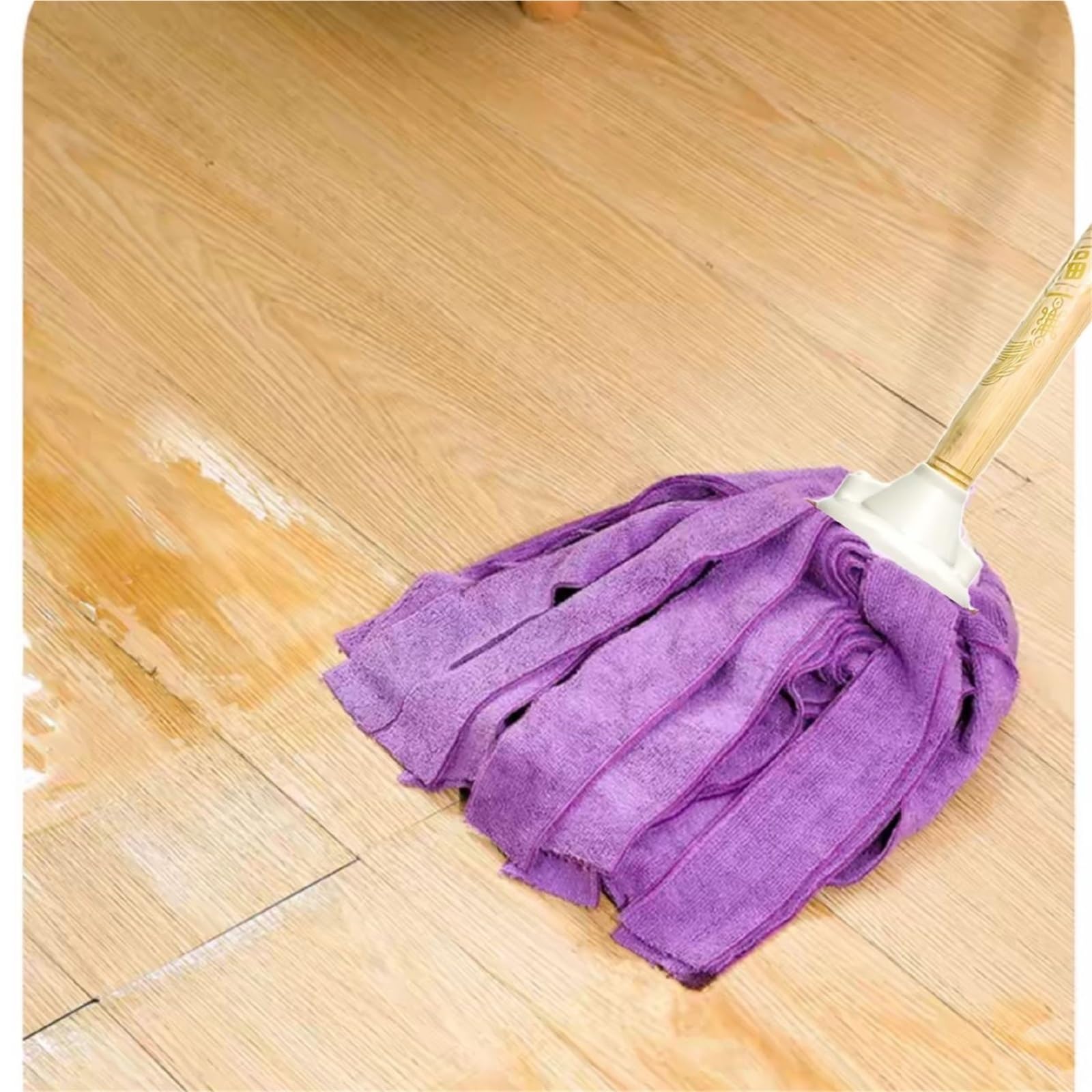 Fregona Fregona doméstica, fregona sin Lavar a Mano, fregona de Toalla Gruesa, fregona de Poste de Madera Absorbente Larga, fregona de Limpieza sin Rastro(Purple)
