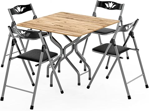 Folding Crushing Pine Square Table Chair Set 1385