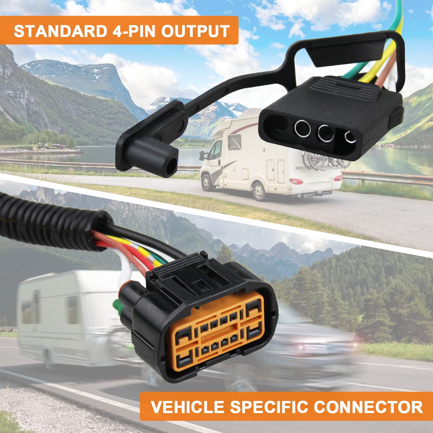 Custom 4 Way Trailer Wiring Harness 56420 Compatible with 2022-2024 Hyundai Santa Cruz/2019-2023 Hyundai Santa Fe/2020-2022 Palisade/2022-2023 Tucson, and Kia Telluride/Carnival