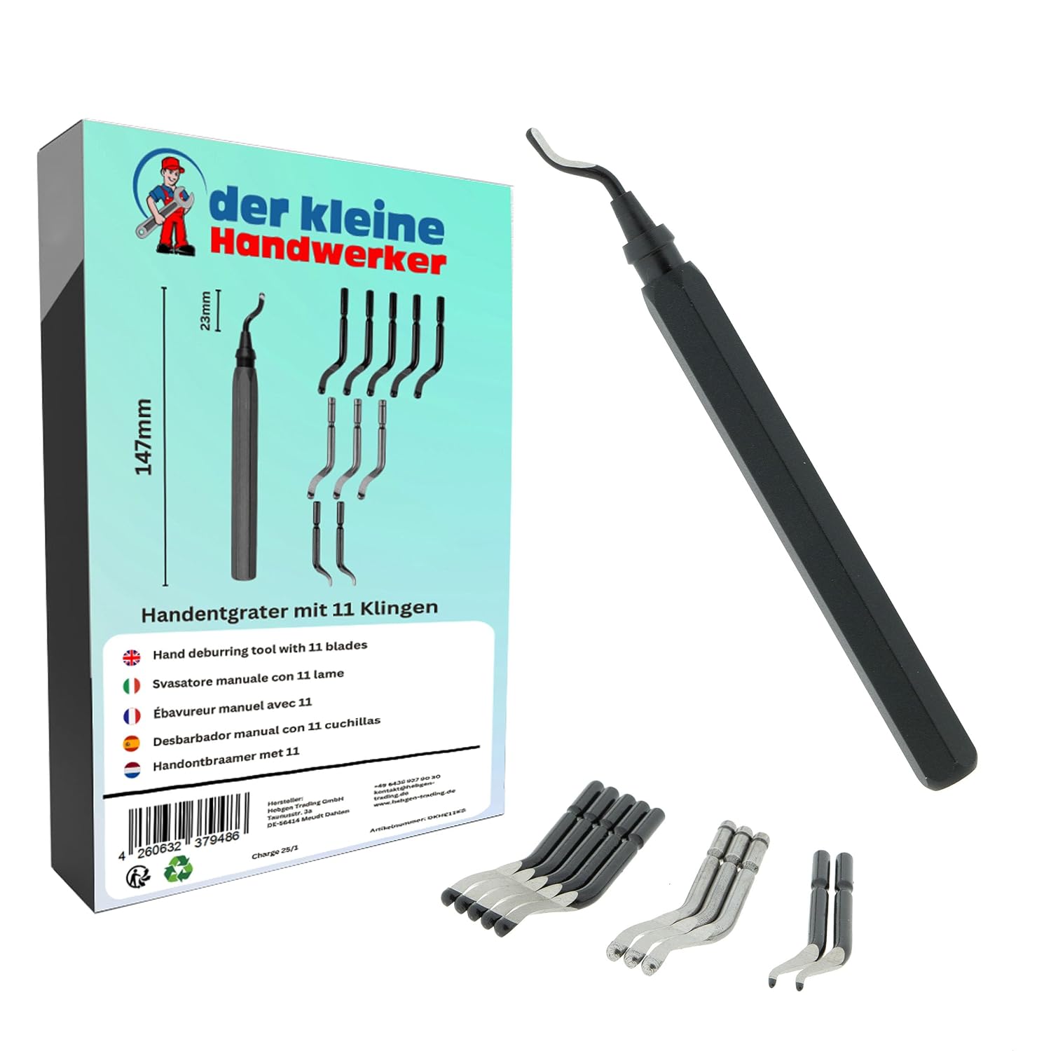 Deburring Tool with 11 Blades - Deburring Tool for Metal Plastic & Stainless Steel - Precise 360  Burr Removal - Ergonomic Handle - Ideal for Model Making Workshop & 3D Printing