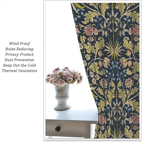 Miniatura 220 de Retro 70s Floral Blackout Window Curtains, Watercolor Flower Plant Rustic Modern Style Pattern Window Drapes, for Bedroom Living Room 42x45in 2