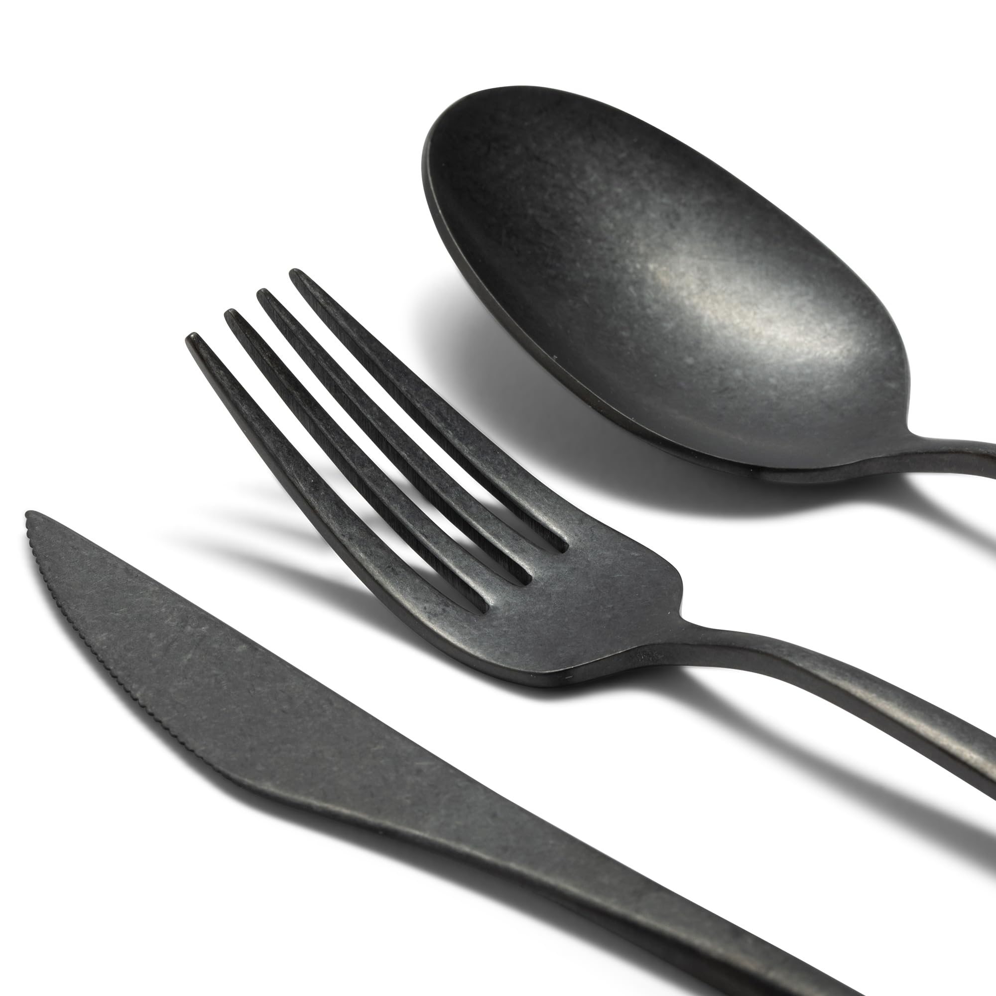 Luxury Vintage Flatware 20-Piece Set – Service for 4, Premium Stainless Steel with Weighted Handles, Aged Heirloom Finish, Dishwasher Safe, Elegant and Modern Cutlery (Vintage Black) — Amazon image 5