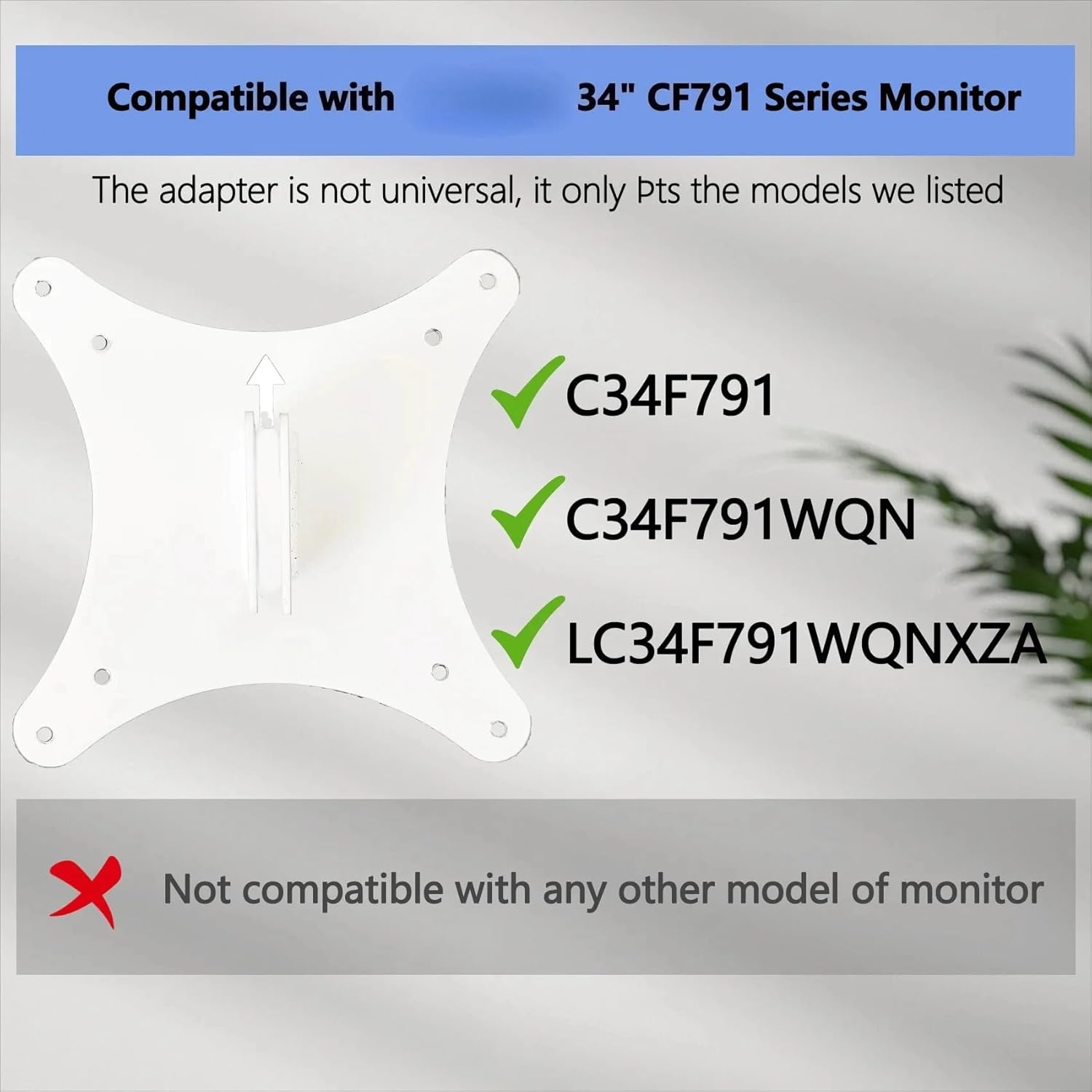 BN96-41711C Wall Mount VESA Adapters Bracket ，Compatible for Samsung， C34F791WQ C34J791WT 34" CJ79 CF791 Curved Monitor LC34F791WQNXZA LC34J791WTEXXY Mounting Plate(Black wall Mounted)