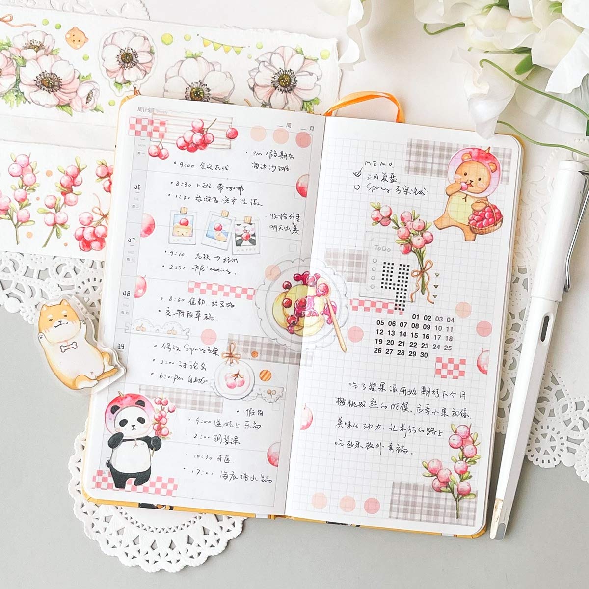 Amazon.co.jp: マスキングテープ かわいい EverEin 花柄 パンダ 特殊