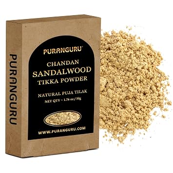 Sandalwood Chandan Powder | 50g/1.76 oz | Natural White Chandanam | Religious Puja Tilak Ceremony | Santhanam Ceremonial Forehead Mark | Skin Cleansing Scrub | Soothing Face Pack & Face Mask