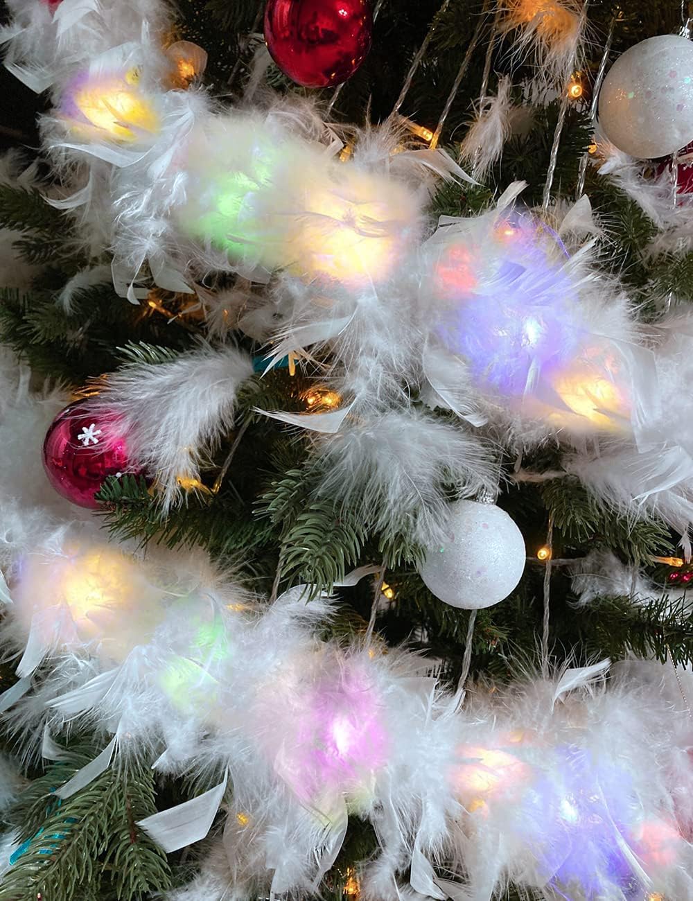 Colorful Feather Boas, 6.6ft Boa with 20 Color Lights for Women for Dancing Party Halloween,with Heart Sunglasses - Image 7