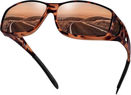 Gafas de sol polarizadas que se ajustan sobre gafas para hombres y mujeres, gafas de sol envolventes con protección UV400 para conducir
