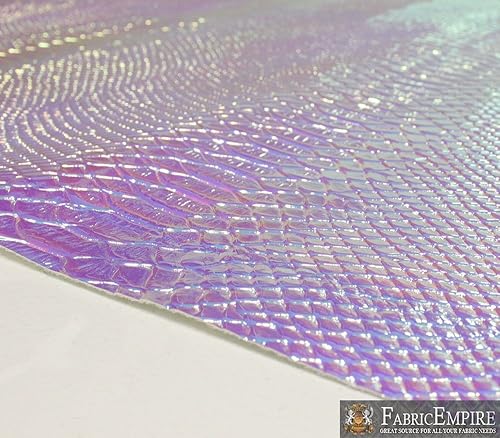 Miniatura 1 de Fabric Empire Tapicería de vinilo en relieve serpiente holográfica brillante tela azul claro 54 pulgadas de ancho vendido por The Yard