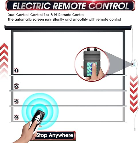 Miniatura 3 de Motorized Projector Screen - Indoor and Outdoor Movies Screen Electric Projector Screen W/Remote Control (120 inch)