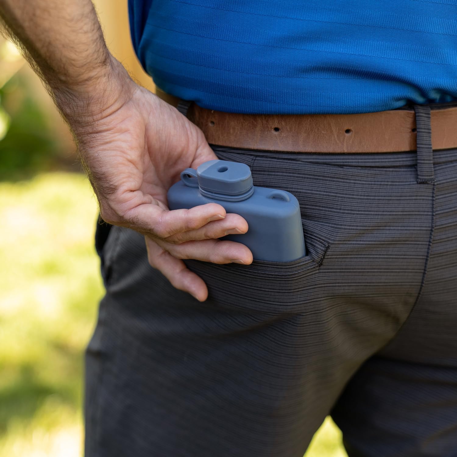 8 oz. silicone hip flask with air-vented funnel. Compact, pocket perfect, money-saver for concerts, festivals, hiking, sports, parties, reunions, and more. Fits in pockets & bags. Leak-Free! - Image 9