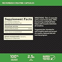 Vista 2 de Optimum Nutrition Cápsulas de monohidrato de creatina micronizada, aptas para Keto, 2500 mg, 200 cápsulas (el embalaje puede variar)