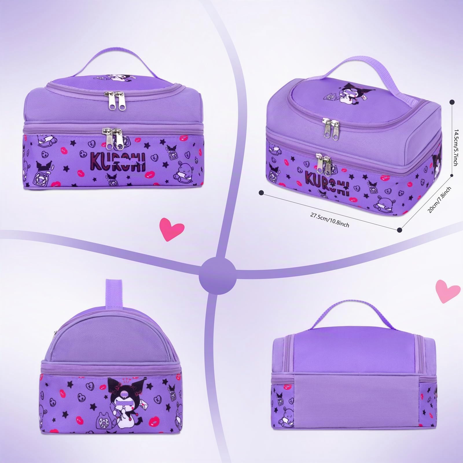 Roffatide Zaino da viaggio e da trekking per computer portatile, stile business casual, con stampa Anime Kuromi, 43,2 cm