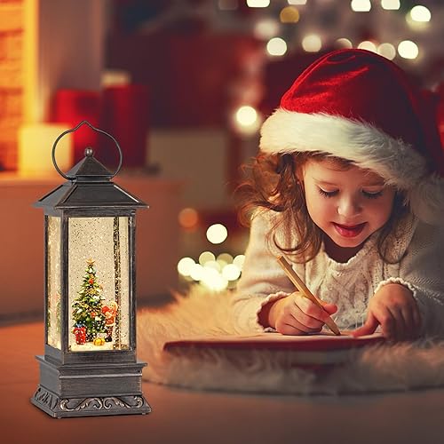 Miniatura 27 de Linterna musical de globo de nieve de Navidad, linterna giratoria brillante de 12 pulgadas con temporizador de 6 horas, alimentado por USB