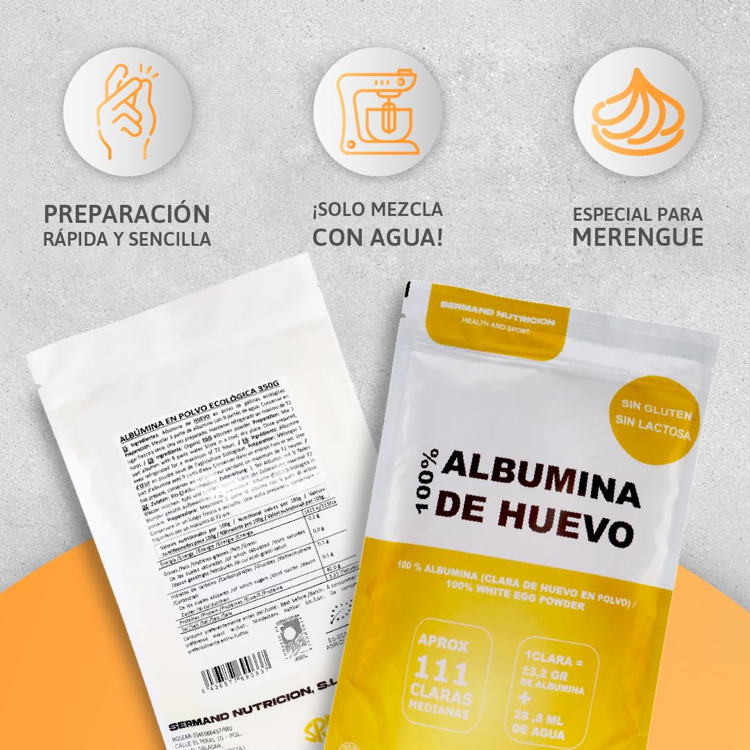 Ökologisches Eiweißpulver (350 g) | ökologisches Eiweißpulver | Eieralbumin | ohne Zusatzstoffe | laktosefreie Produkte | Präsentation in Zip-Tasche