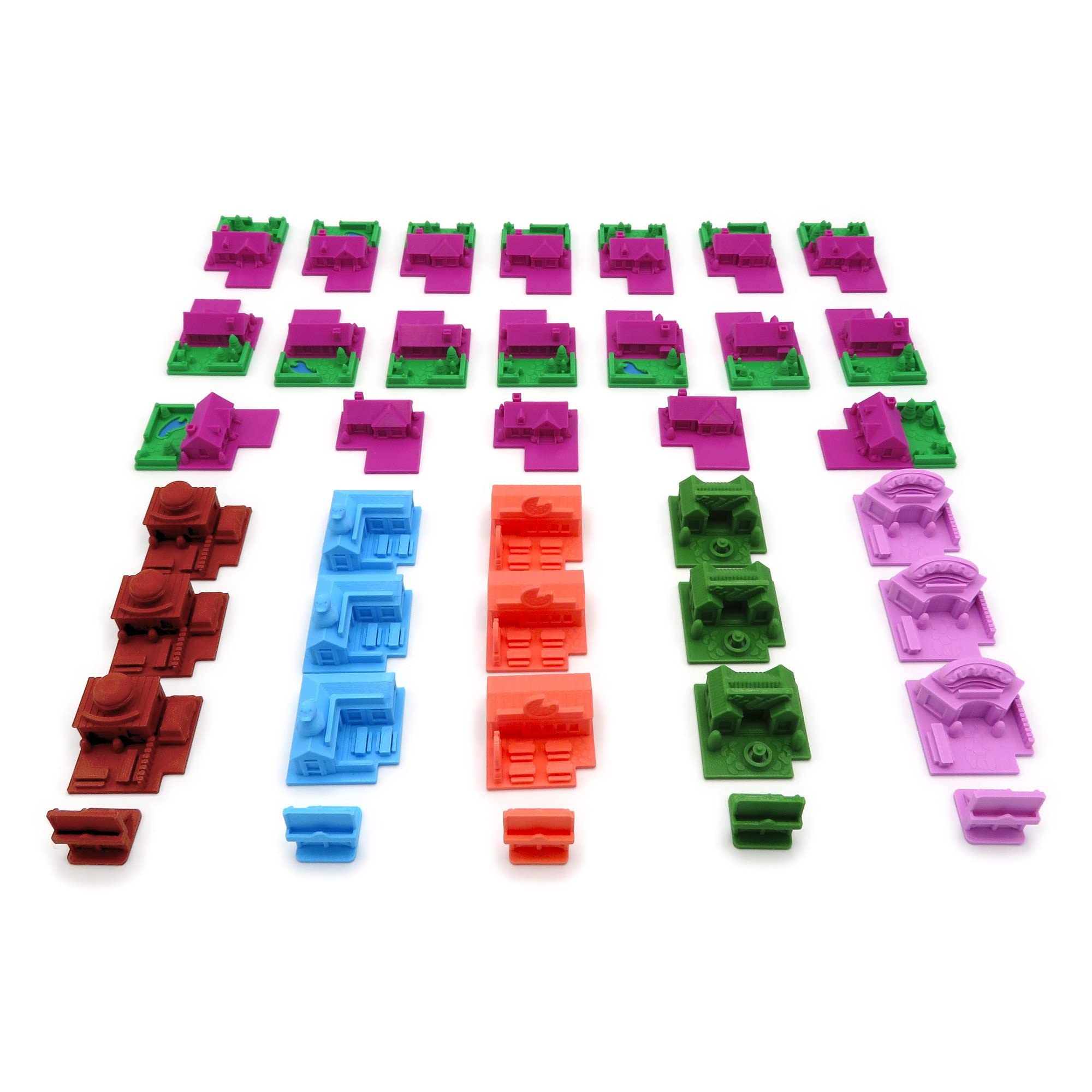 Pack de Mejora para Food Chain Magnate™ | 55 Piezas | Restaurantes, Casas, Jardines y Soportes de Carteles | Accesorio Premium para Juego Base