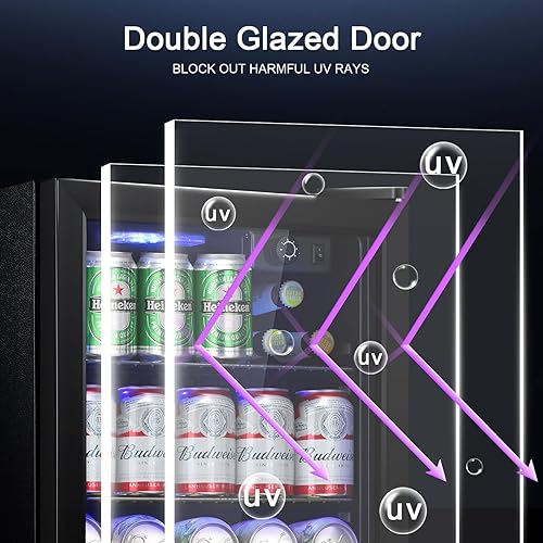 Miniatura 3 de Antarctic Star Refrigerador de 16 botellas para 68 latas, enfriador de vinogabinete, mini refrigerador pequeño, compresor silencioso para puerta de