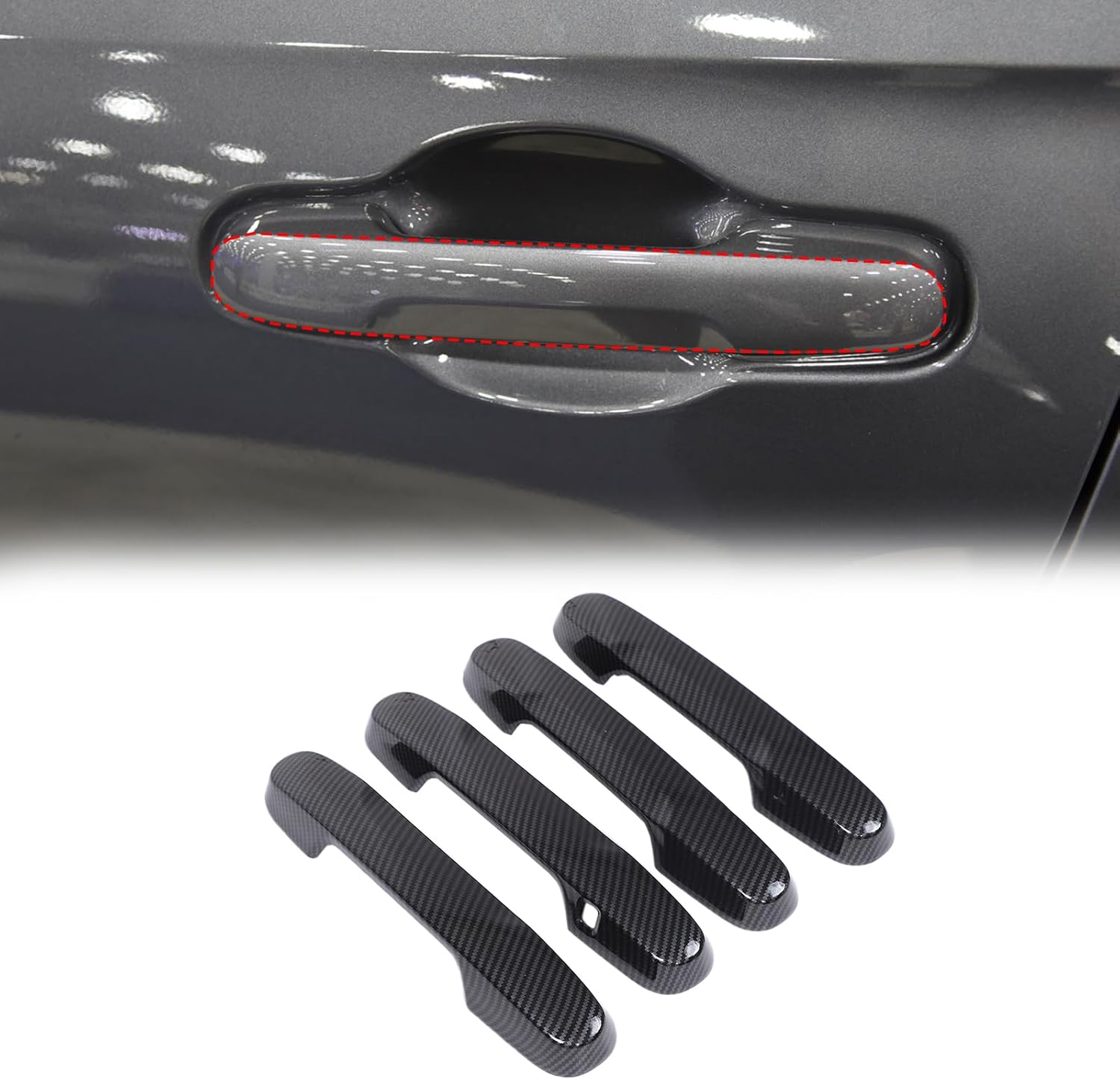 4PCS Car Door Handle Cover Trims Compatible with Honda Pilot 2023 2024 Car Exterior Door Handle Cover Carbon Fiber Color Door Handle Cover Protector ABS Accessories