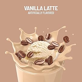 SlimFast High Protein Meal Replacement Powder, Caffeine Protein Powder, Energizing Protein Mix, Vitamin and Mineral Blend, Gluten Free, Coffee Flavored Protein Powder, Vanilla Latte, 21 Servings