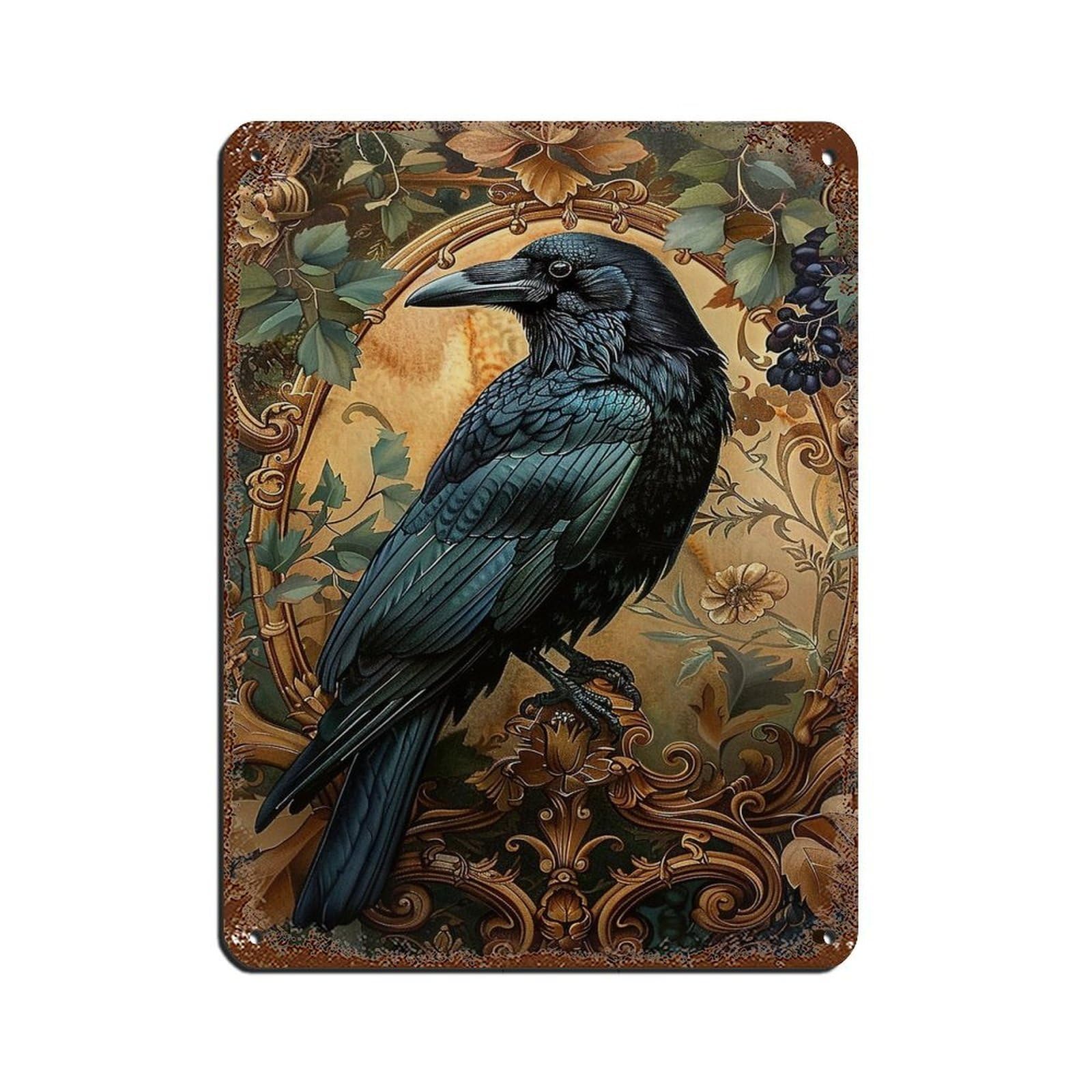 Cottage Crow Painting Poster Retro Poster Metal Tin Sign Chic Art Retro Iron Painting Bar People Cave Cafe Family Garage Poster Wall Decoration 12x16inch(30x40cm)