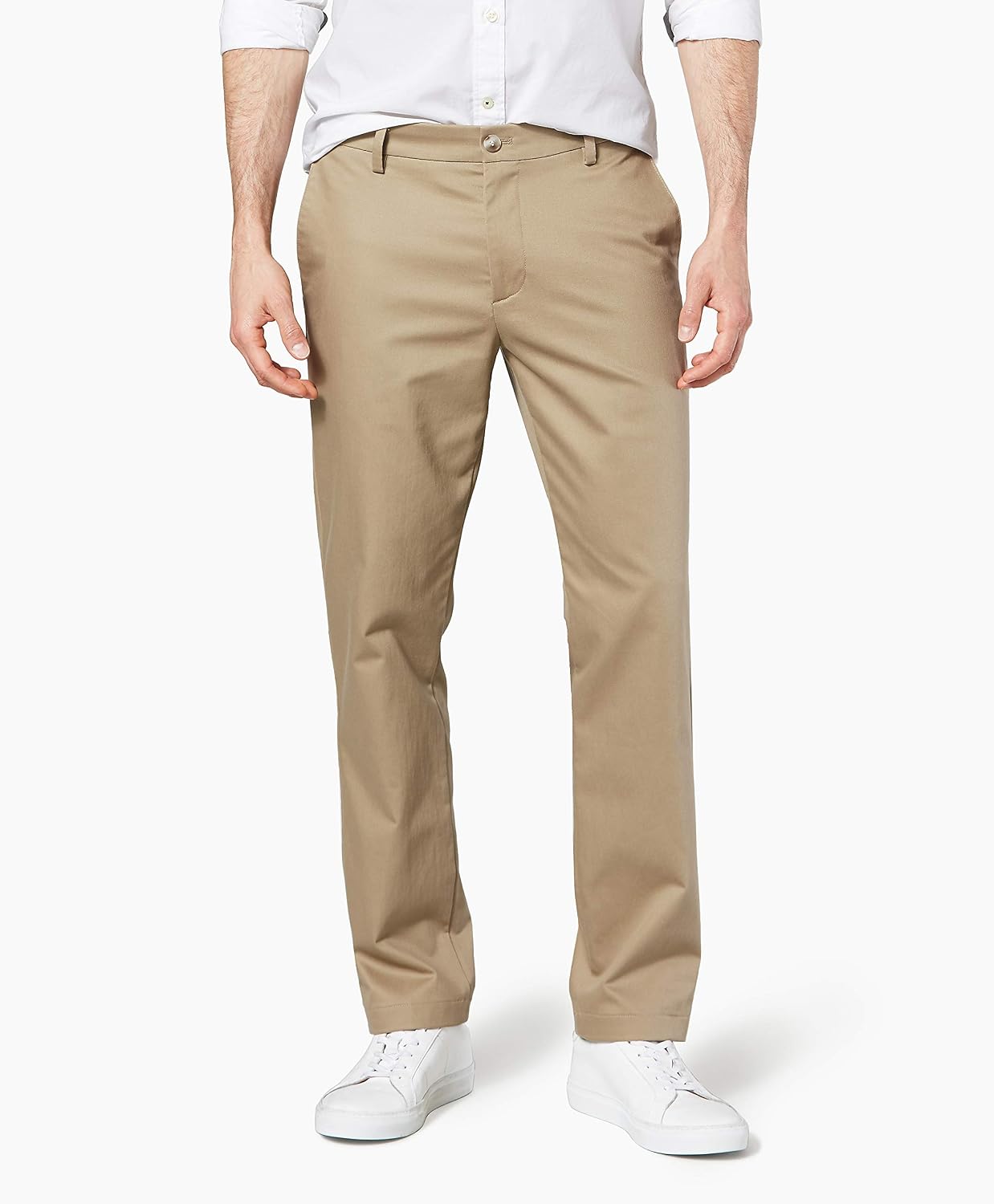 Dockers Men's Slim Fit Signature Khaki Lux Cotton Stretch Pants, New British Khaki, 32W x 32L