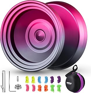 Professional Responsive Yoyo V8, Dual Purpose Metal Yo Yo Replacement Unresponsive Yoyo Bearing for Kids Beginners and Advanced with 12 Yoyo Strings + Yo yo Case Bag(Grey Red Gradient )
