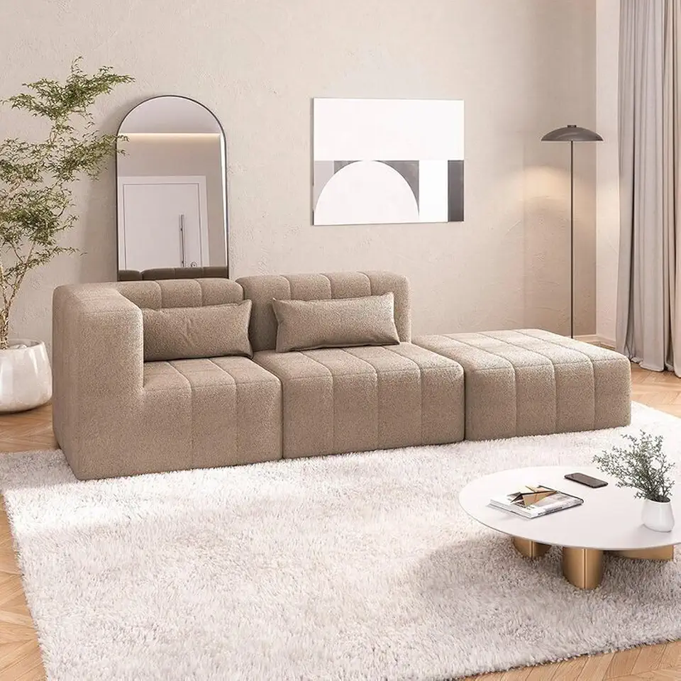 Sofá Modular de Canto 01 Canto 01 Poltrona e 01 Puff Easybox Cabecasa Madeiramadeira Taupe