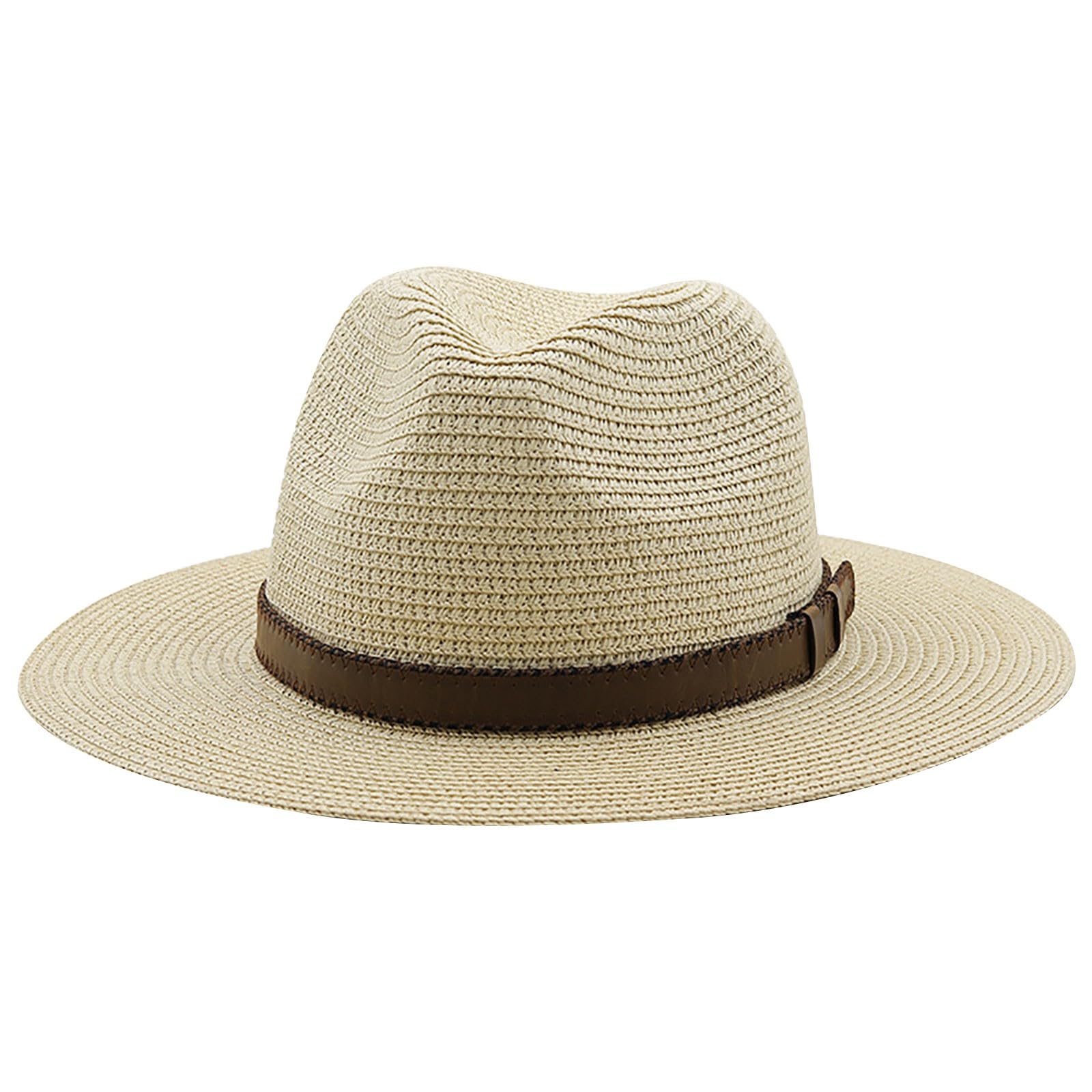 Generic Sombrero de granjero, sombrero de panamá, accesorios de cinturón marrón, sombrero de bolos, sombrero de playa, transpirable, casual, sombrero de jazz, sombreros de cabeza grande para hombre, talla 3XL