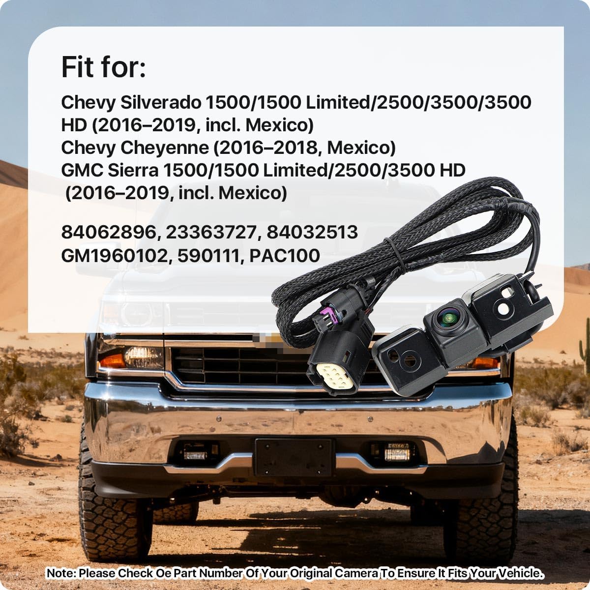 84062896 Rear View Camera Replacement for Chevy Silverado 1500 2500 3500 2016-2019 & GMC Sierra 1500 2500 3500 2016-2019, OE Backup Cam Replaces 23363727, 84032513, 590111, PAC100 by GreenYi