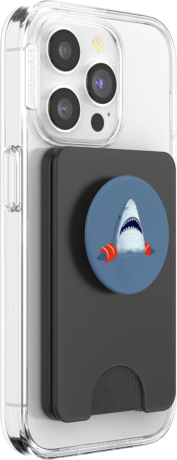 Funny-Shark-Baby-Swimming-Training-Teacher PopSockets PopWallet for MagSafe