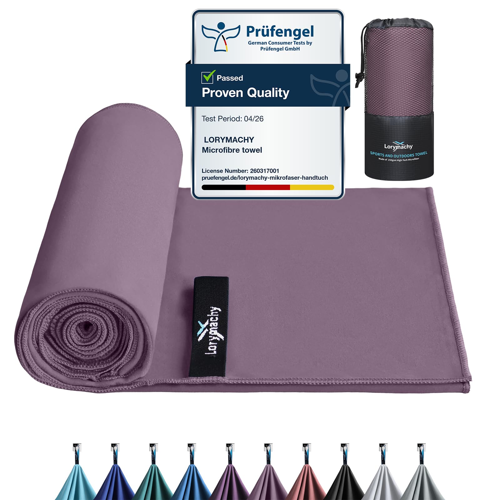 Microfibre Towel - 70×140cm Silver-ion Infused Fabric Quick Dry Towels for Adults | Lightweight & Highly Absorbent, Microfibre Beach Towel for Gym, Yoga, Travel, Camping and Hiking, Velvet Purple