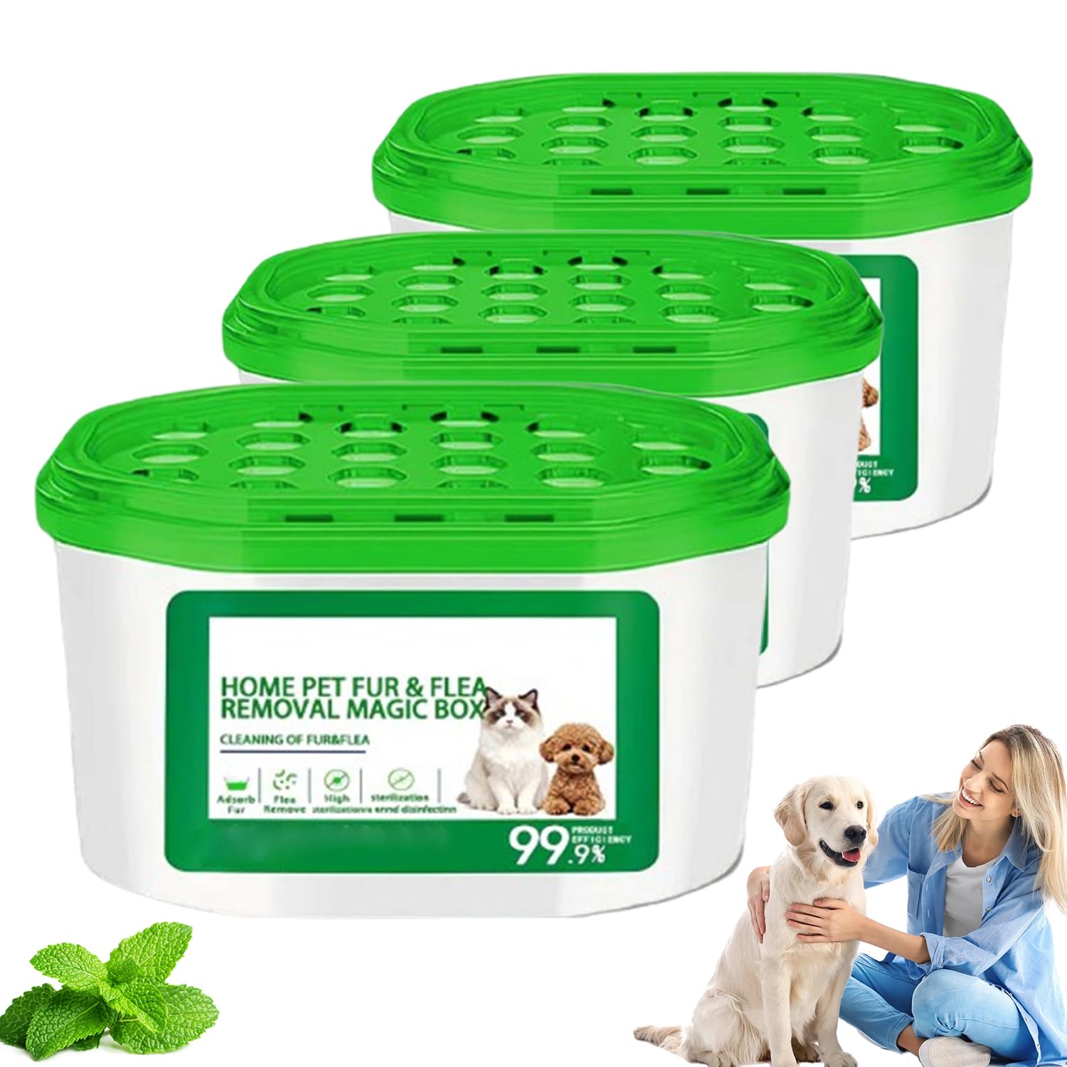 Pet Hair Removal Magic Box,Home Pet Fur & Removal Magic Box, 360° All-Aroundcoverage, 400ml Portable Eliminator & Dust Collector for Bedroom, Living Room (3pcs)