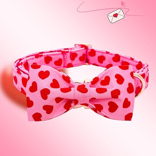 Miniatura 3 de Lionheart glory Collar de lazo para perro para el día de San Valentín, collar de perro para perros grandes, collares de perro con corazones con