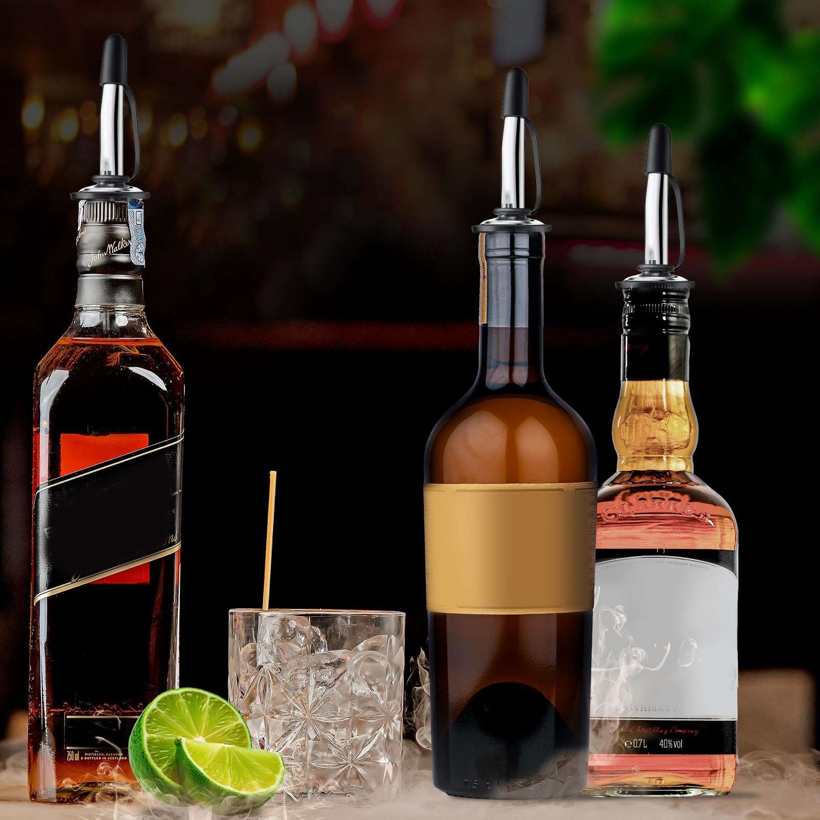Bottle Pourers 12 Pack Liquor Conical Pourers Stainless Steel Classic Bottle Speed Pourer with Cover Free Flow Pourer for Wine Liquor Olive Oil Coffee Syrup