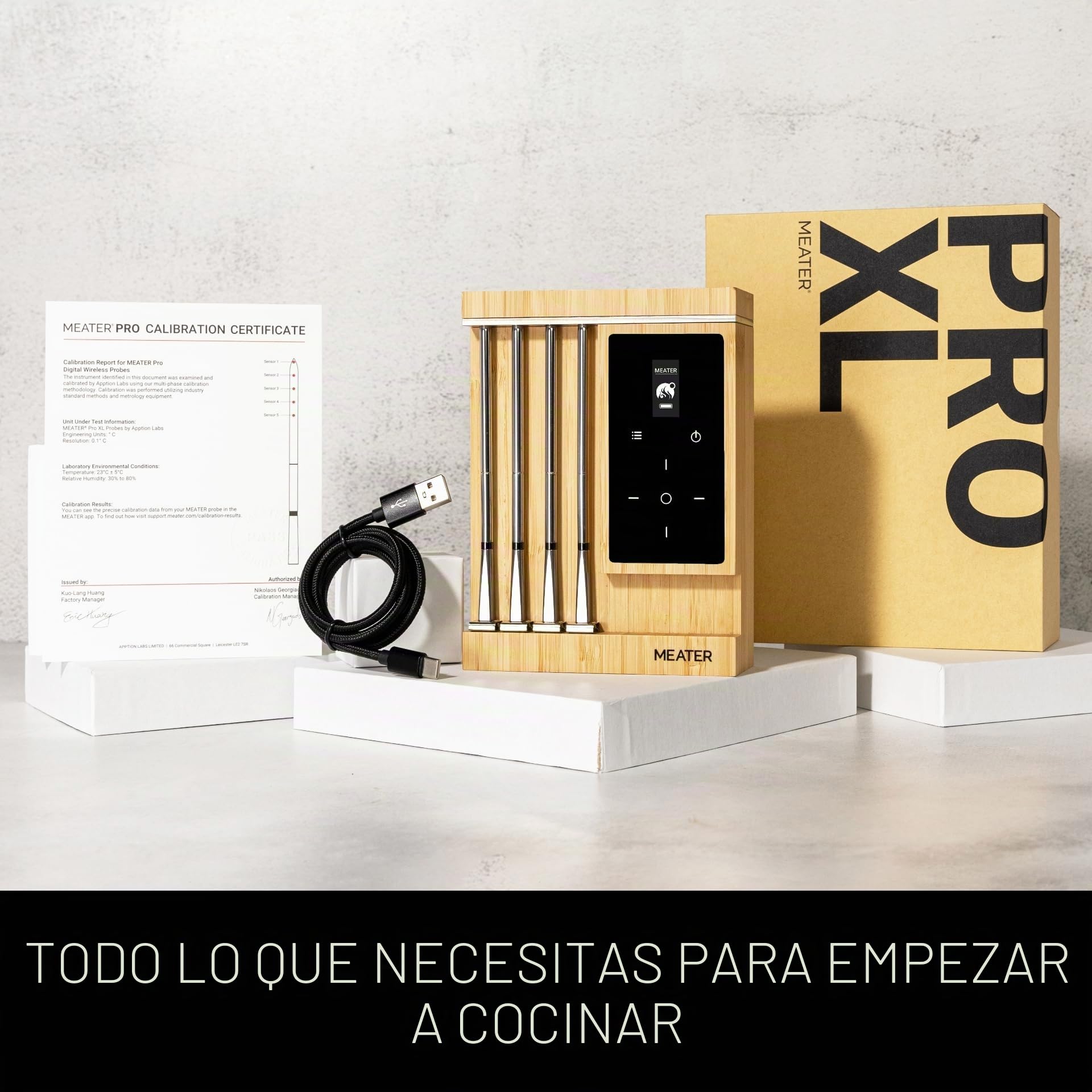 MEATER Pro XL [Nuevo] – El último termómetro inteligente para carne con WiFi y cuatro sondas avanzadas | Barbacoa, horno, parrilla, ahumador, freidora de aire caliente