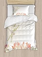 Vista 274 de Ambesonne Juego de funda de edredón de pesca, lubina de boca grande atrapando un bocado en espray de agua, imagen salvaje, juego de cama decorativo