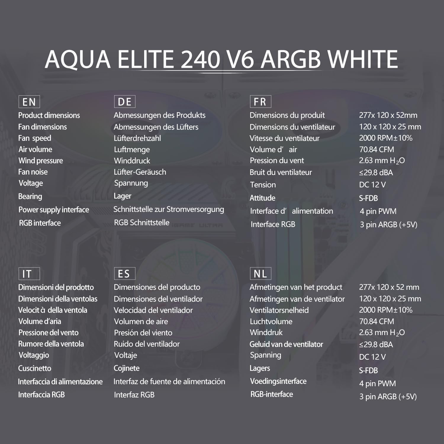 TR-Thermalright AQUA ELITE 240 V6 ARGB - Raffreddatore CPU liquido bianco, raffreddamento Aio da 240 mm, doppia ventola PWM, ARGB, per AMD AM4/AM5, Intel LGA1851/1700/115x/1200, colore: bianco