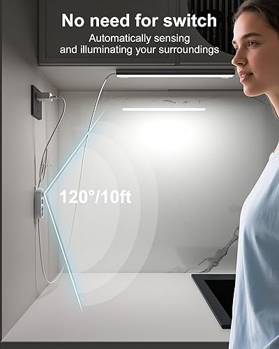 Miniatura 10 de ASOKO Iluminación LED para debajo del gabinete, barra de tira de luz de 12 pulgadas, luz blanca fría 6000 K regulable con enchufe USB, pequeña