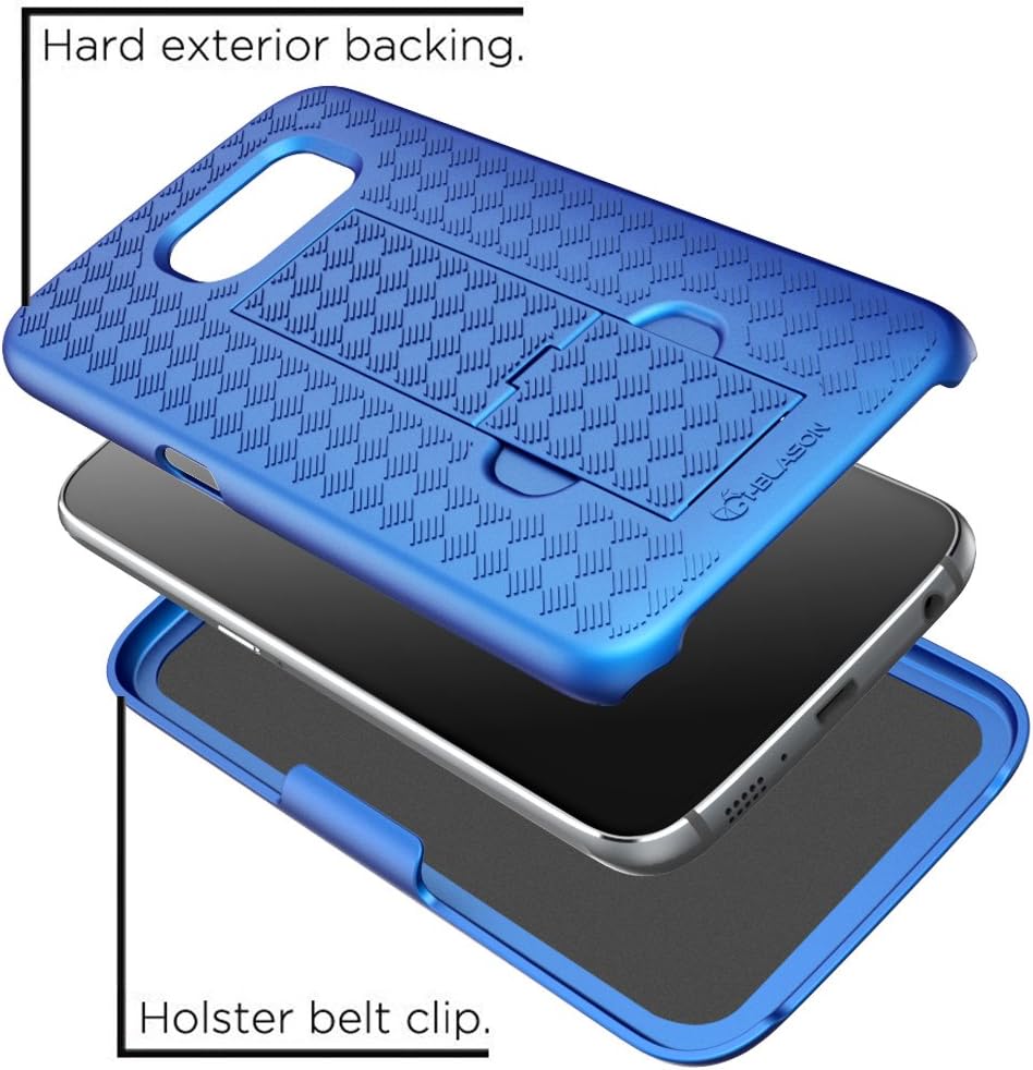 i-Blason Case Designed for Galaxy S6, Transformer Series Slim Hard Shell Holster Case Combo with Kickstand and Locking Belt Swivel Clip for Samsung Galaxy S6 (Blue)