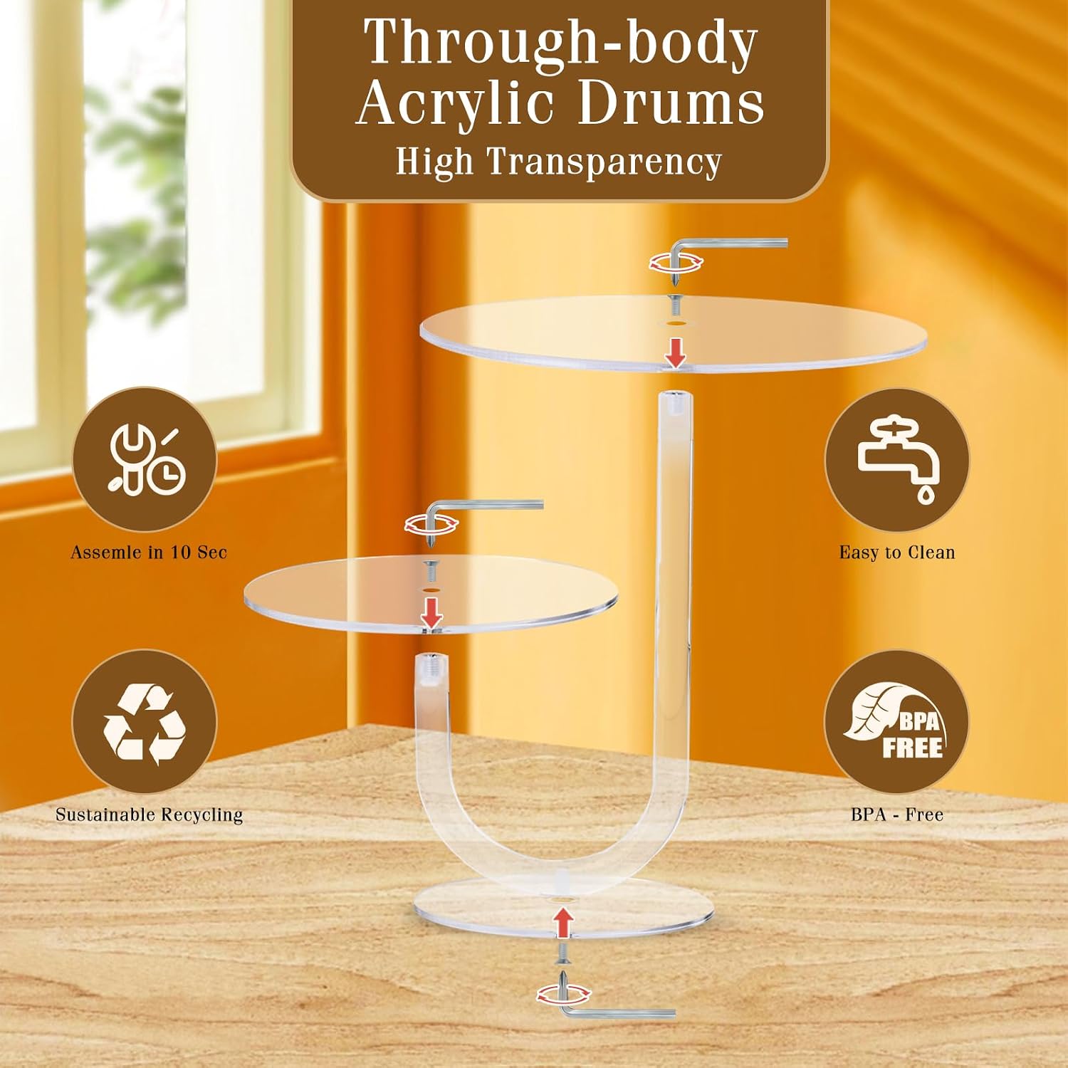 Boxalls Cake Stand 2 Tier - Stylish Clear Cake Tree Acrylic Cupcake Tower for Weddings, Birthdays, Anniversaries, Baby Showers, Parties Décor - 2 cake trays with 10 and 8 inch diameters