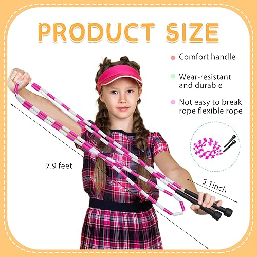 Miniatura 2 de Cuerda de saltar para niños, cuerda de saltar ajustable con cuentas dobles, segmentada holandesa, sin enredos, cuerda de saltar ligera, ejercicio