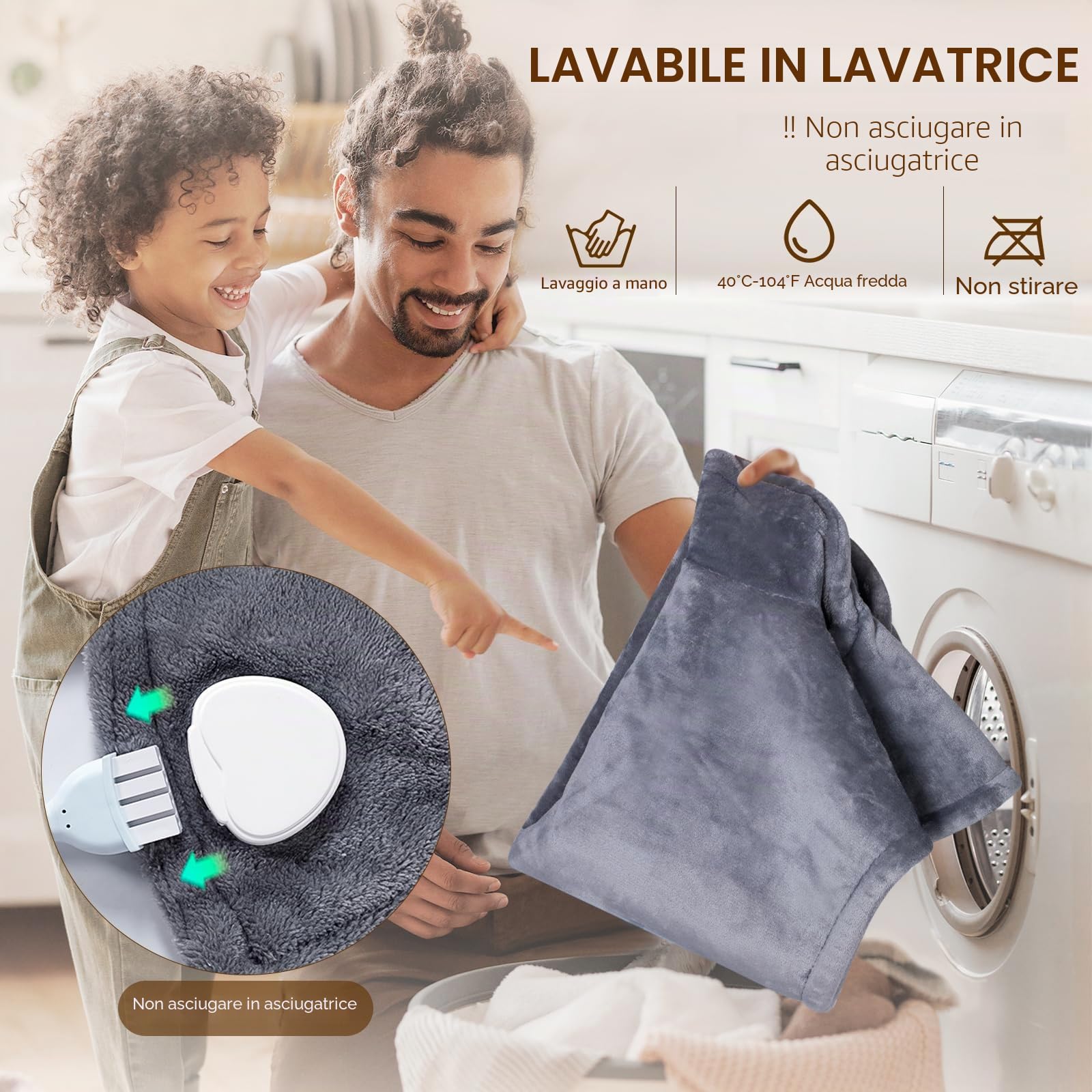 NALONE Termoforo Elettrico per Collo e Spalle 63x100cm, Cuscino Termico con 6 Livelli di Riscaldamento, 4 Timer, Cintura Regolabile, Scaldaschiena in Flanella