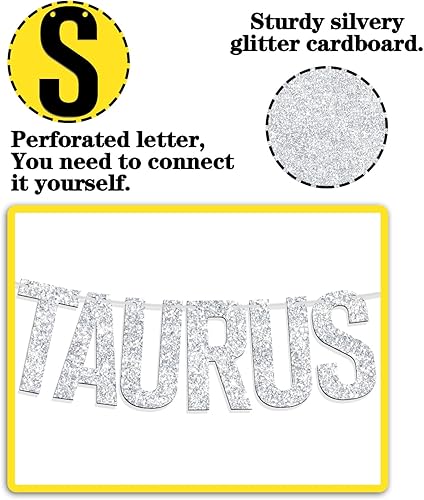 Miniatura 6 de Cartel de la temporada de Tauro, decoración de fiesta de cumpleaños de Tauro - 12 suministros de decoración de fiesta de cumpleaños con temática de