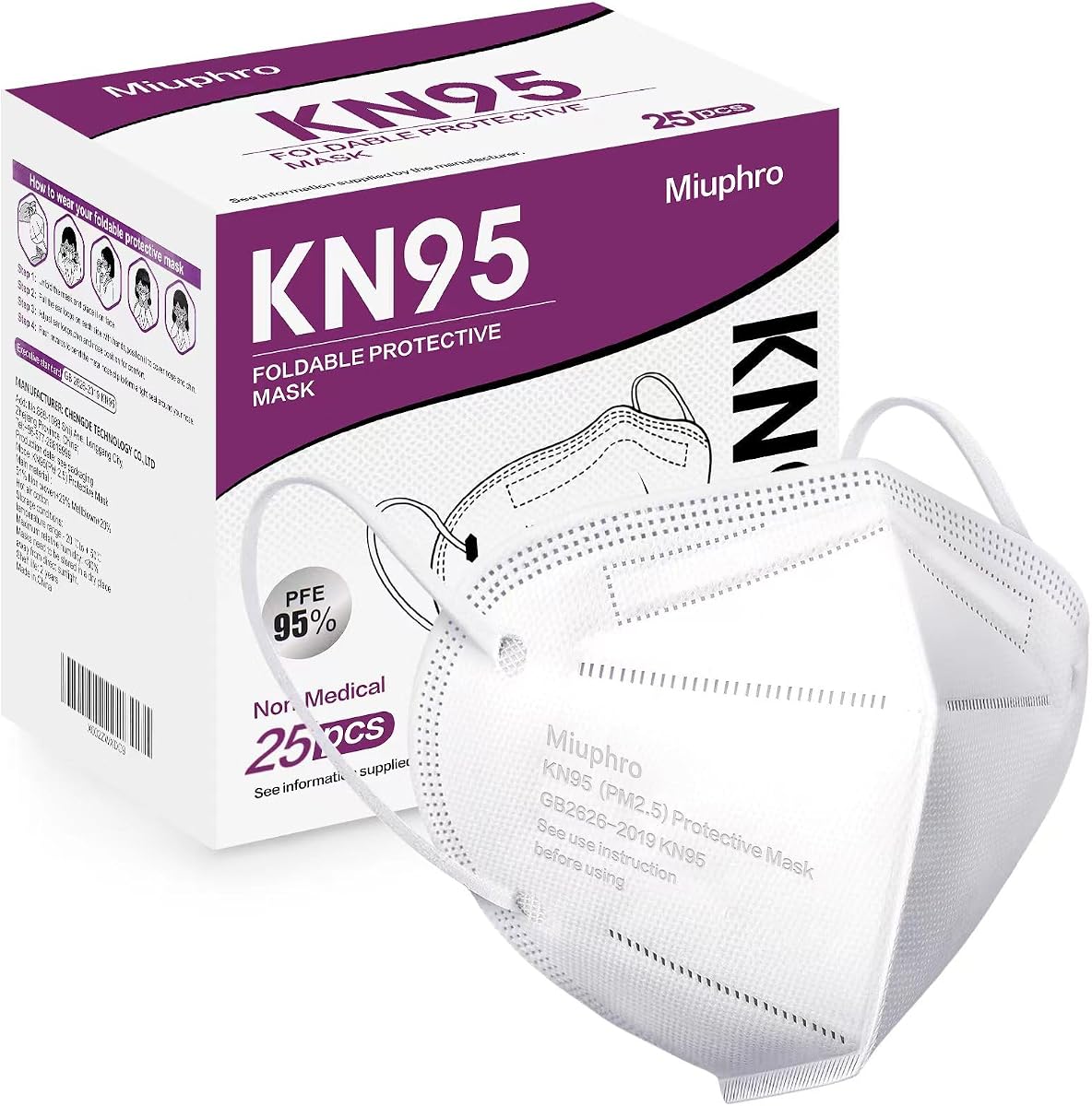 KN95 Face Mask 25 Pack, 5-Layers Breathable KN95 Masks