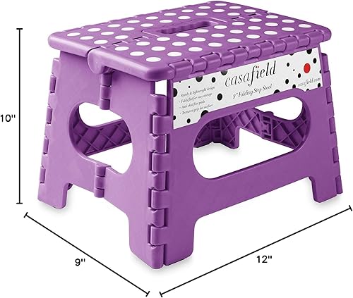 Miniatura 8 de Casafield Taburete plegable de 9 pulgadas con asa, color morado  Taburete plegable portátil de plástico pequeño para niños y adultos  Uso en la