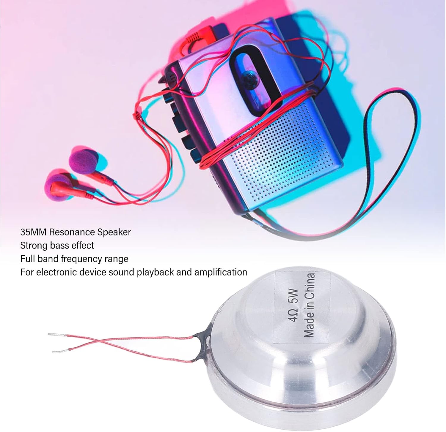 Walfront 35mm Vibration Speaker Round Resonance Speaker Single Direction Internal Magnetic Type All Frequency Vibration Louderspeaker for Electronic Equipment 85dB 5W (4Ω 5W)