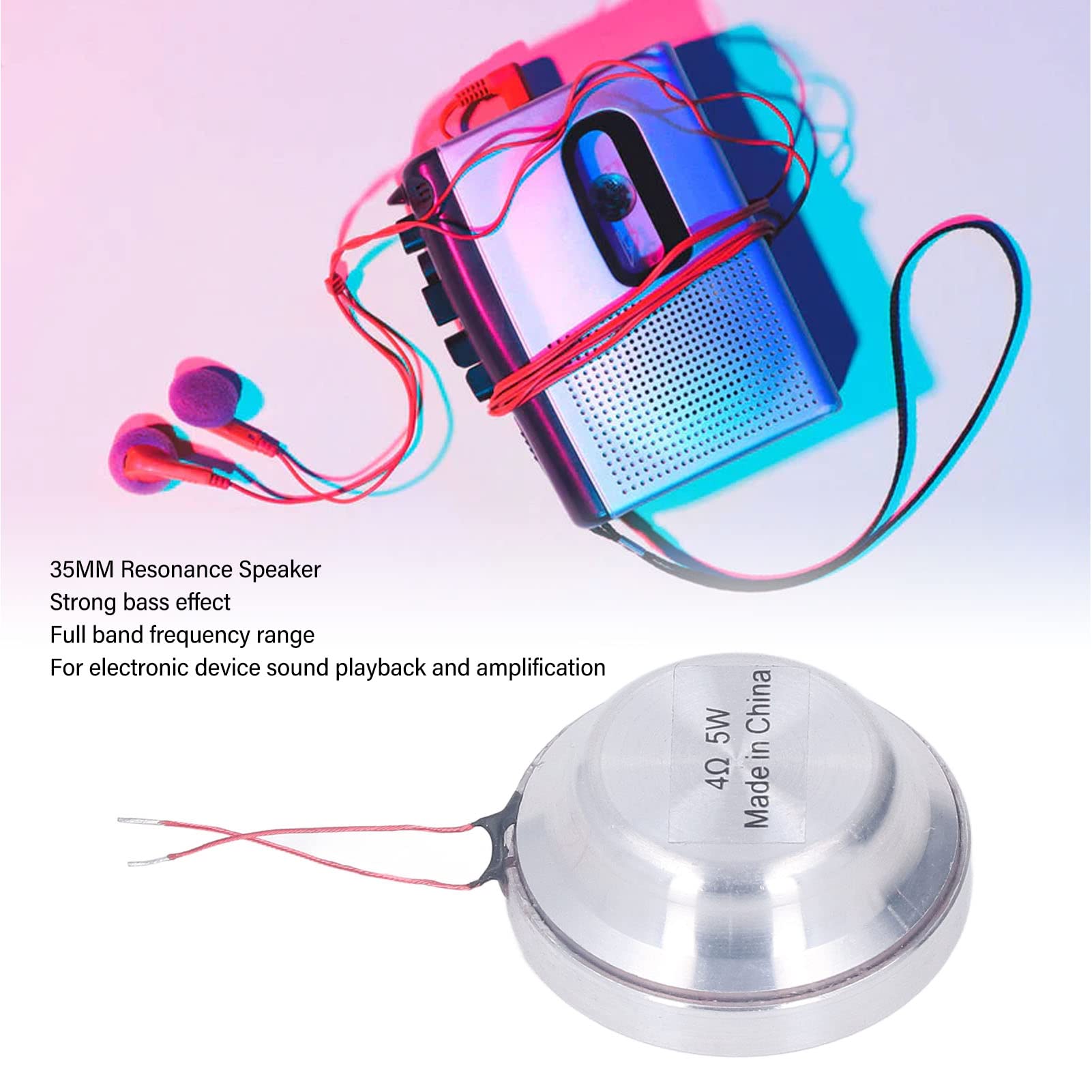 WOOXGEHM Resonance Speaker, Efficient Practical 35MM Round Vibration Speaker, High Sensitivity All Frequency Vibration Louderspeaker for Electronic Equipment(4? 5W)
