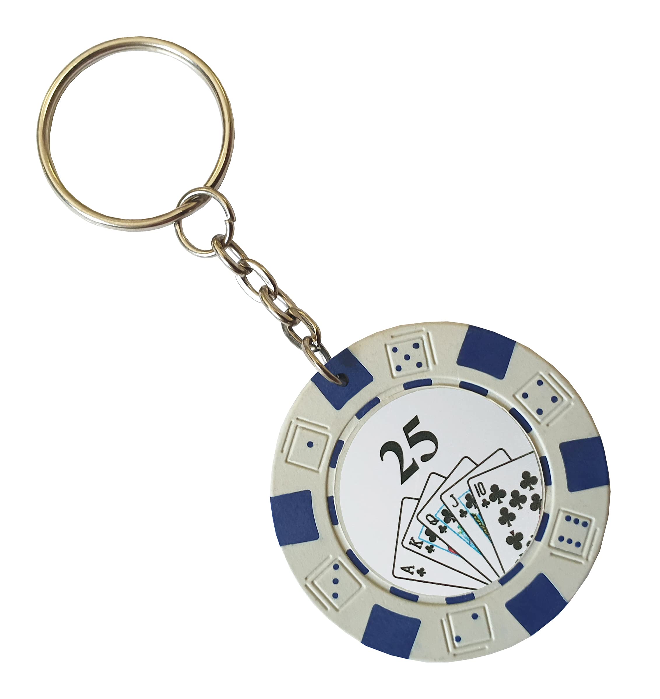Komonee Poker Chip White 50 Diamonds Key Ring Colourful Lucky Casino Gambling Chips Present Key Chain Numbered Keychain Novelty Lucky Charm Gift Keyring