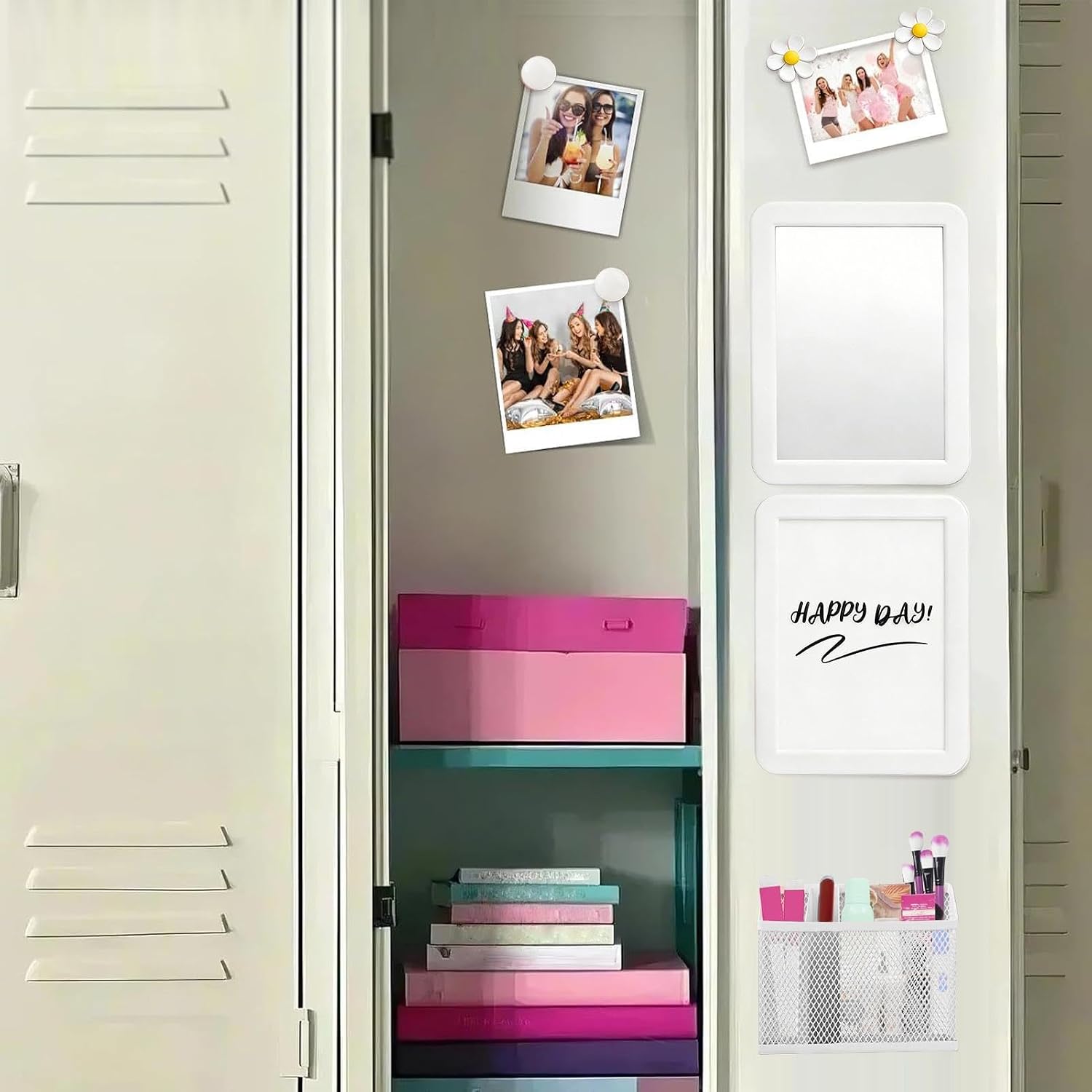 Locker Accessories for Girls, Cute Magnetic Locker Decor Set with Mirror