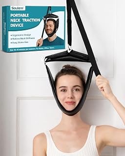 Neck Stretcher for Home Use – Over The Door Cervical Traction Device for Neck Decompression and Posture Support, Portable Neck Relaxation Device with Storage Box