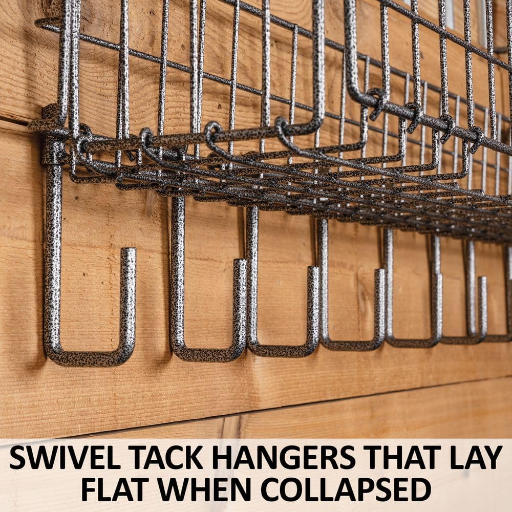 EASY-UP Pro 36" Collapsible Basket and Tack Rack | Optimize Your Tack Room & Travel Needs with Space-Saving Design | Color Gray Armor